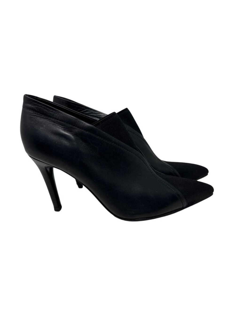 Sigerson Morrison Black Leather and Elastic Stiletto Booties Women's Size 10B